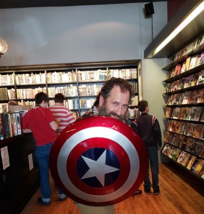 AmurEF Employee Mike Rath with Captain America Shield
